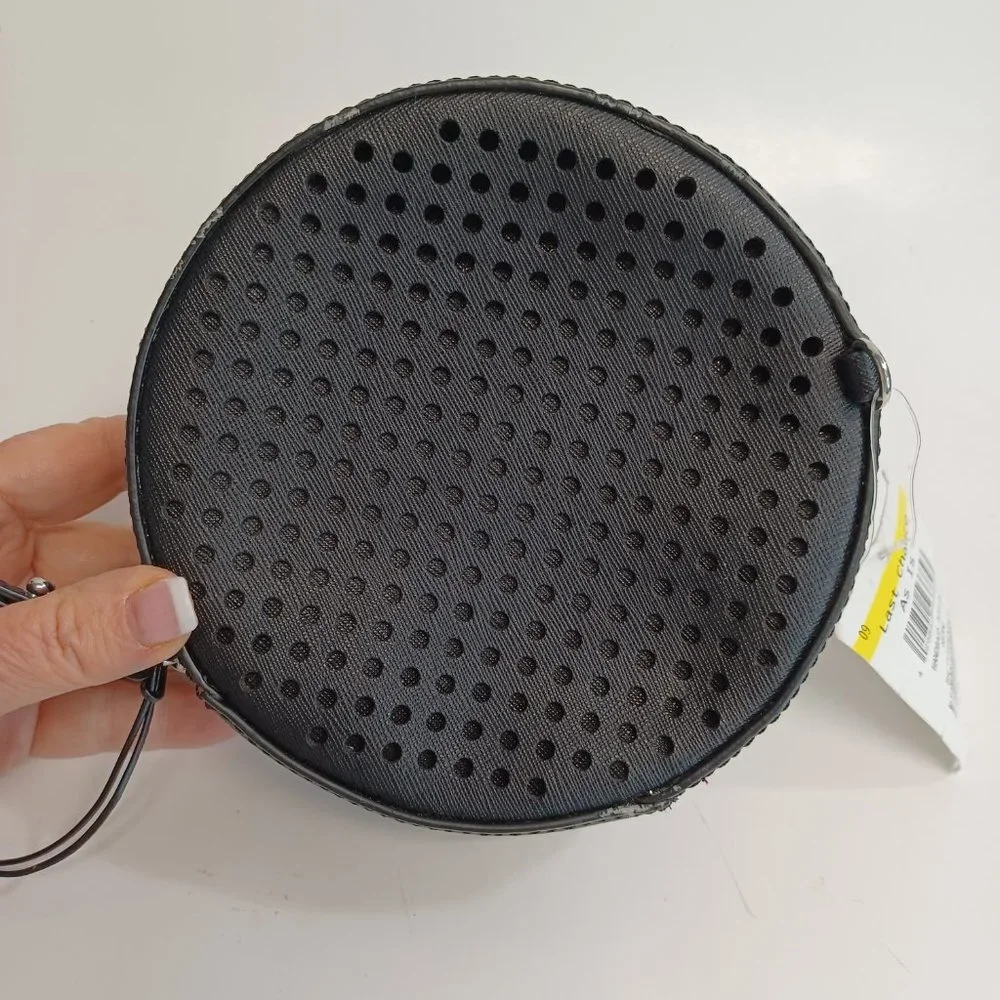 Rebecca Minkoff Bag Small Black Perforated Leather Circle Bag Wristlet NEW‎